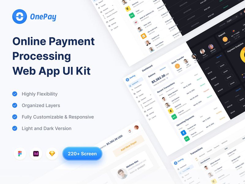 Online Payment Processing Web App UI Kit Design