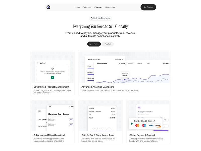 🌍 Global Commerce Engine — Bento Grid UI Layout