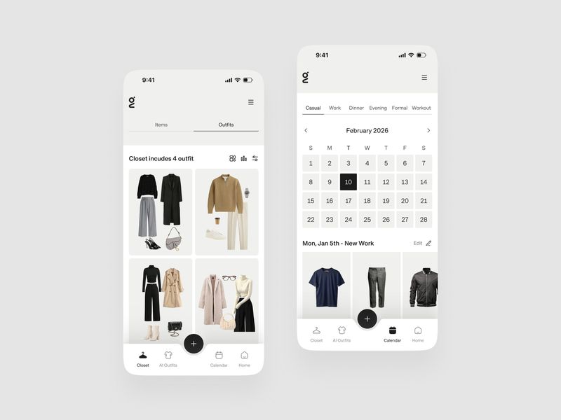 Digital Closet & Daily Outfit Calendar App UI/UX Design