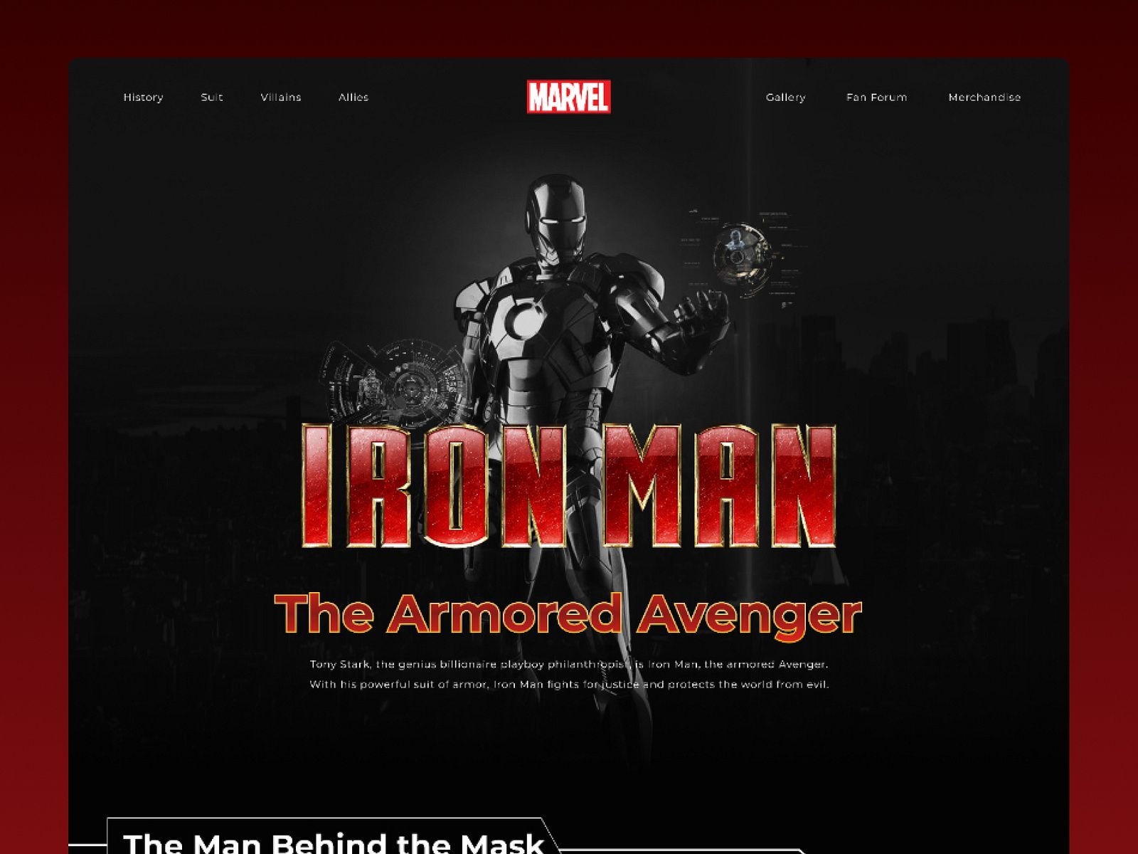 Iron Man Concept Landing Page by Sanket Vasoya