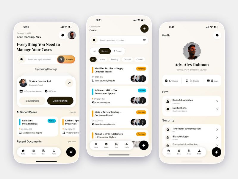 Legal Case Management App Design