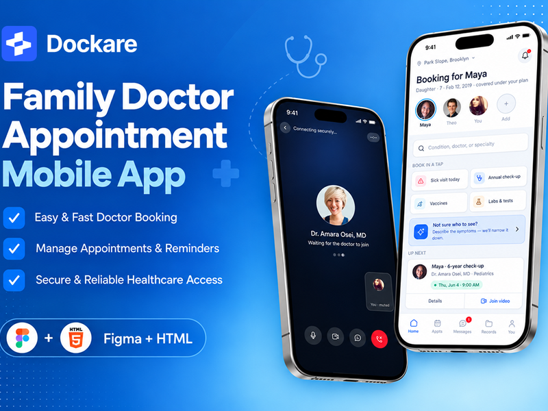 Family Doctor Appointment Mobile App - Mobile design asset by ui8