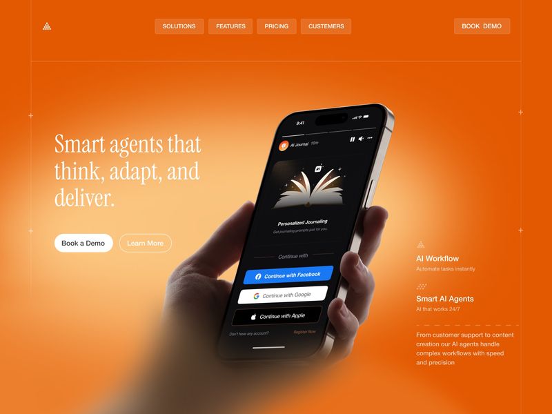 🍊 AI Agent Platform — High-Conversion Hero UI & Landing Page
