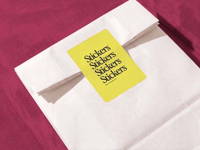 Paper Bag Sticker Mockup
