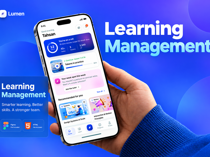 AI Powered Learning Management Mobile App - Mobile design asset by ui8