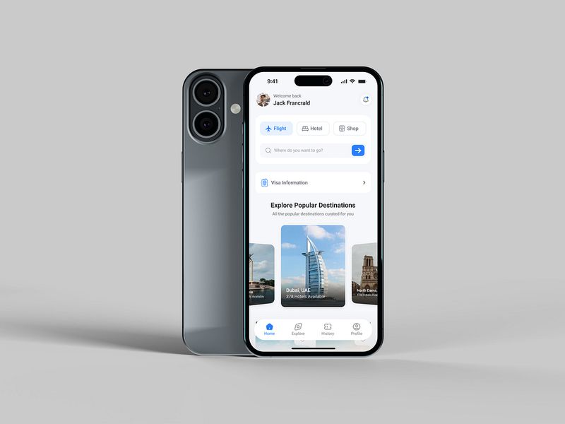 Travel Booking App – Modern Mobile UI/UX Design