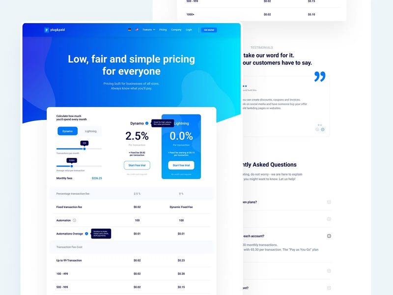 Price Page Redesign plug&paid