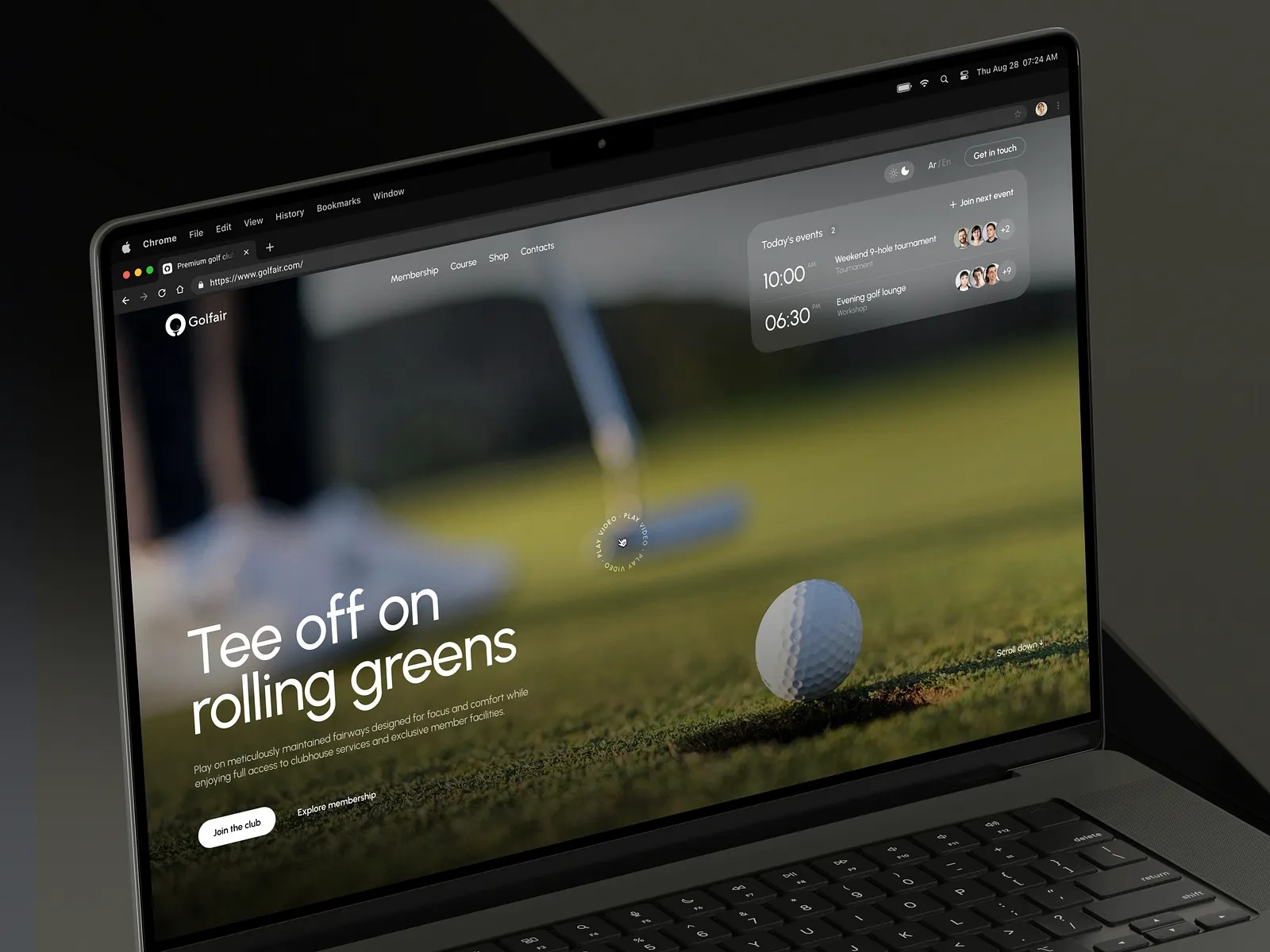 Golf Club Landing Page Design