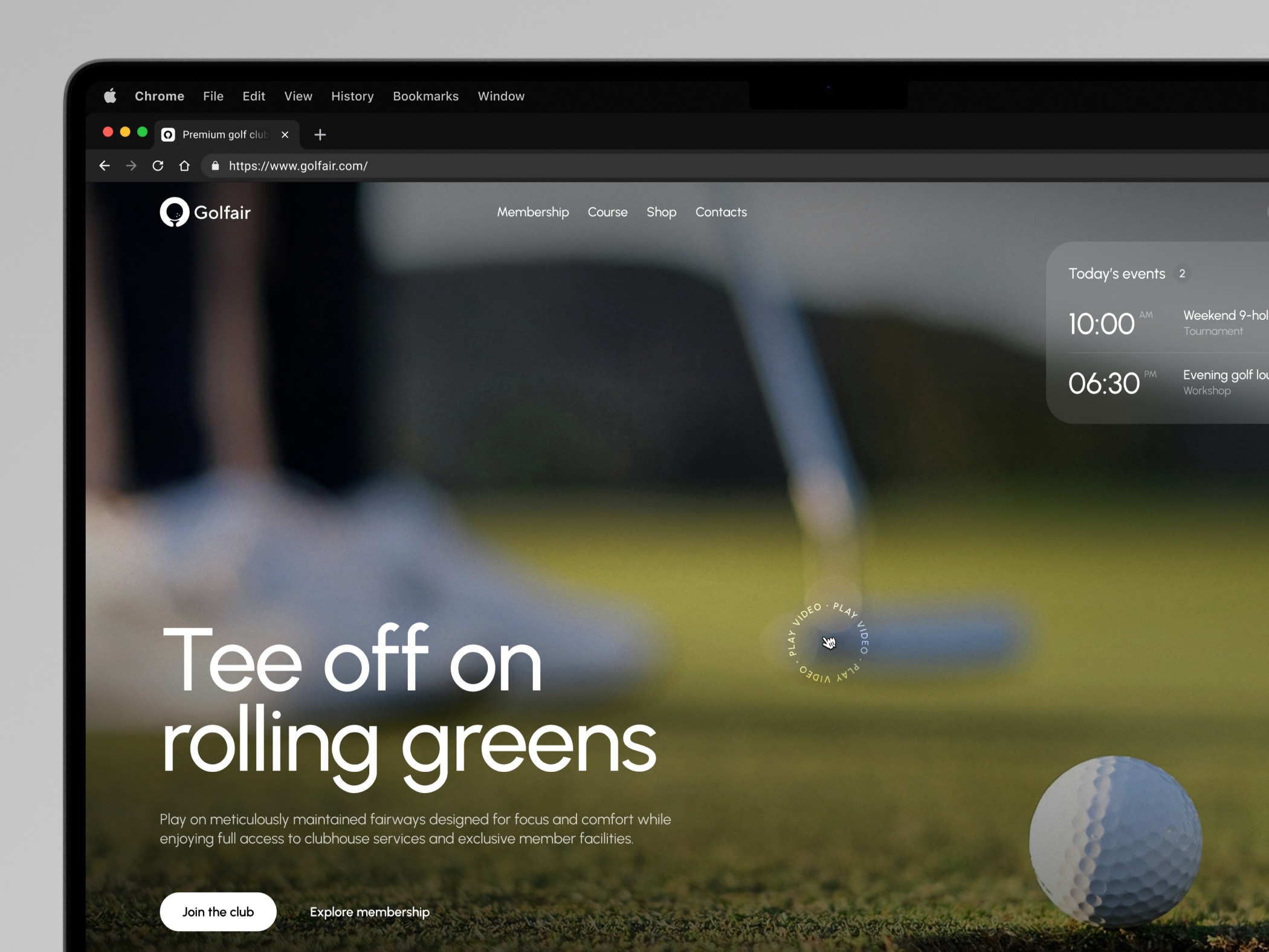 Golf Club Landing Page Design Image 1