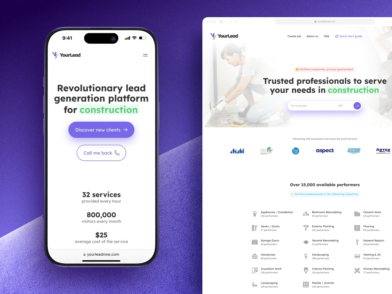 Mobile App Design for Construction Lead Generation Platform Image 1