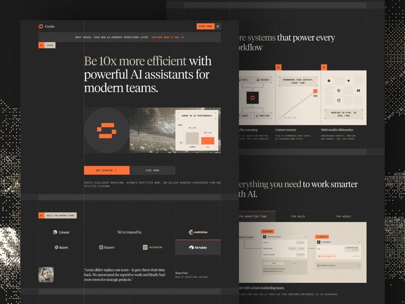 Genio - AI Operations Platform Homepage