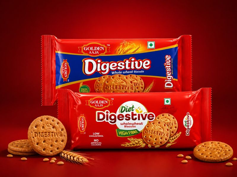 Creative Golden Aaja Digestive Biscuit Packaging Design Concepts