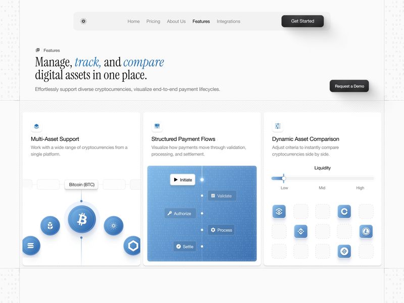Digital Asset Management — Clean Crypto Bento Feature UI