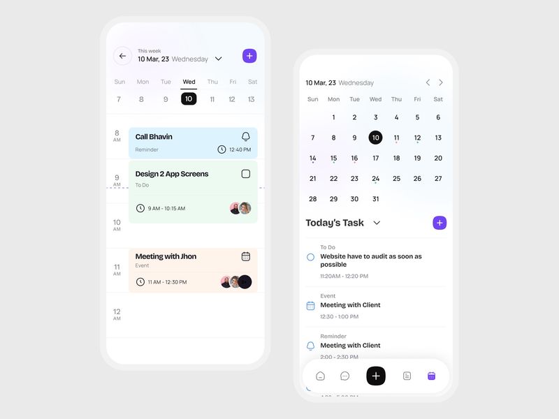 Smart Calendar & Task Management App UI