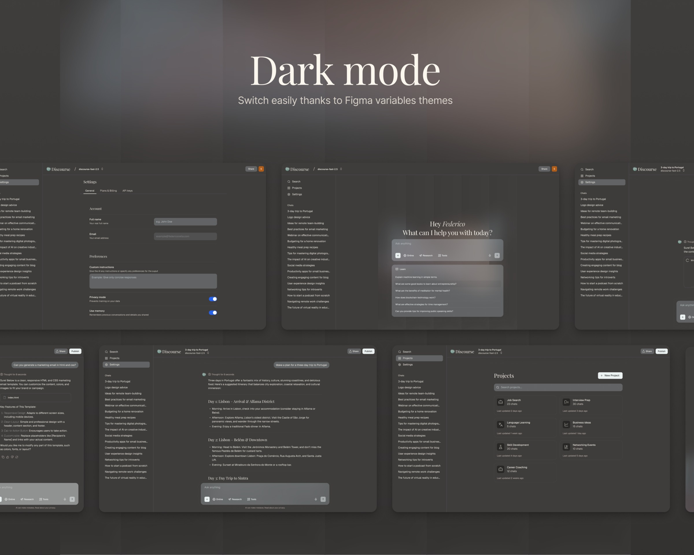 Discourse - AI Chatbot UI Kit for Figma Image 1