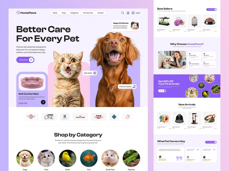 HowiePaws: Pet Care E-Commerce Website UI Design