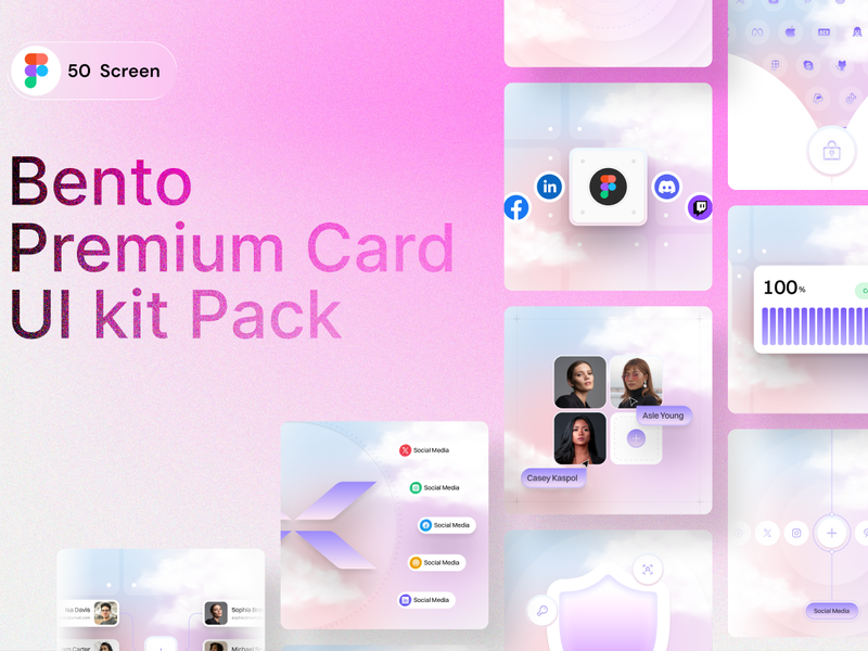 Cloud Bento Cards UI Kit – 50 Dreamy & Modern Card Designs - Uncategorized design asset by ui8