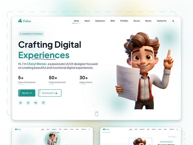 Portfolio Website Landing Page UI Design