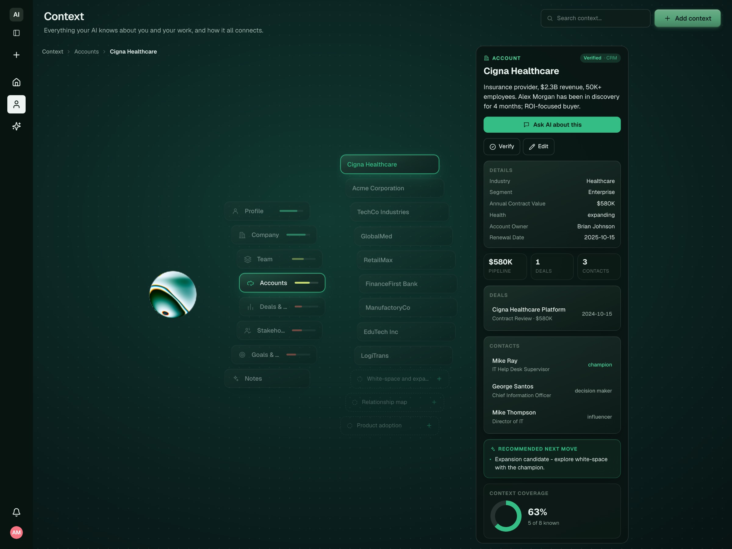 CRM that doesn't have to look boring . Context Engine Image 1