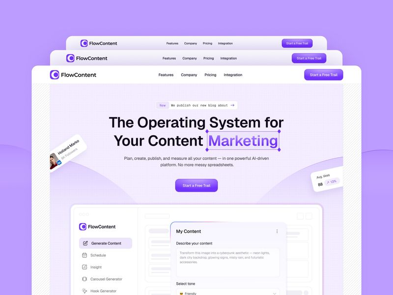 FlowContent AI SaaS Website Development by Tarik Eamin