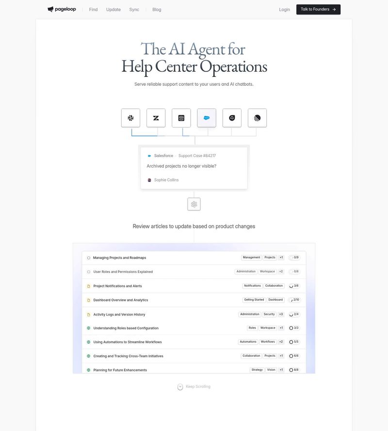 Screenshot taken from pageloop.ai
