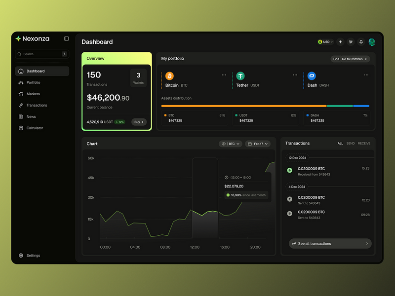 Nexonza — Modern Crypto Dashboard UI