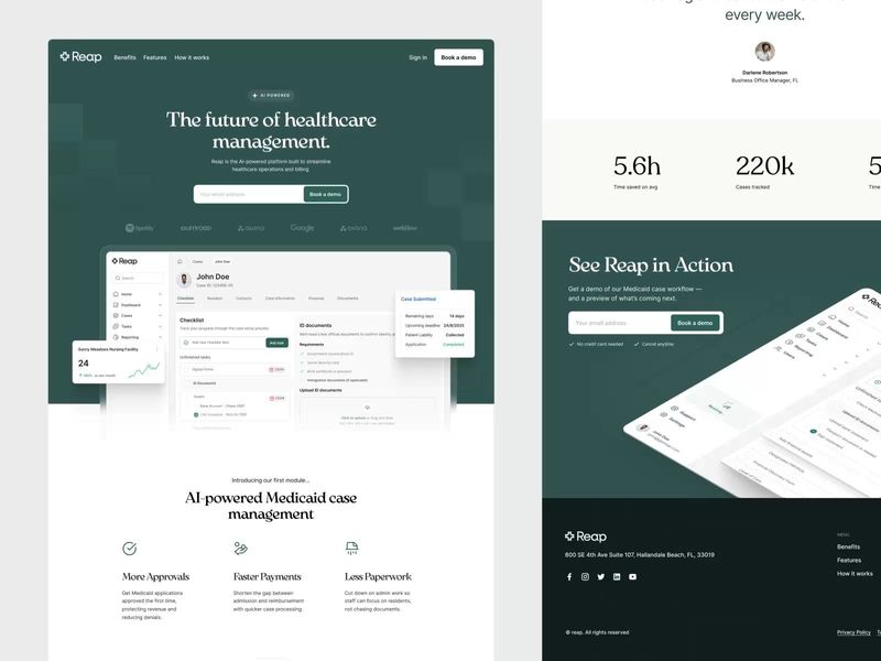 Reap landing homepage page website