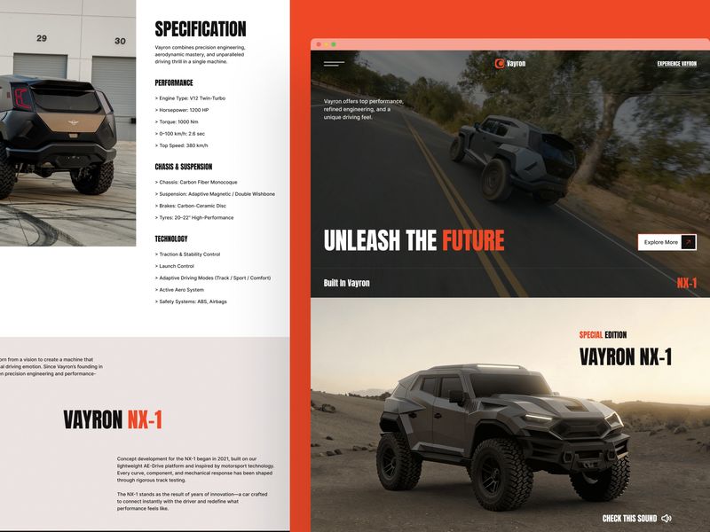 VAYRON — Electric Vehicle Website Template