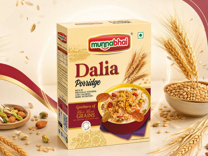 Munna Bhai Dalia Porridge Packaging Design for a Healthy Breakfast Brand