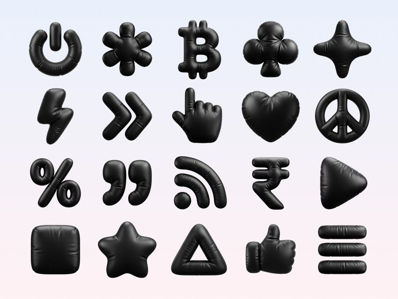 Dark Inflated 3D Icons