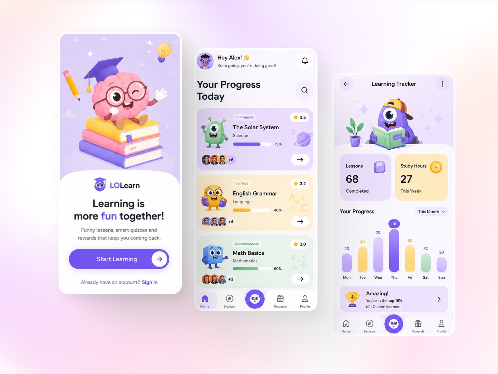 No titleGamified Learning for Modern Students App UI Design