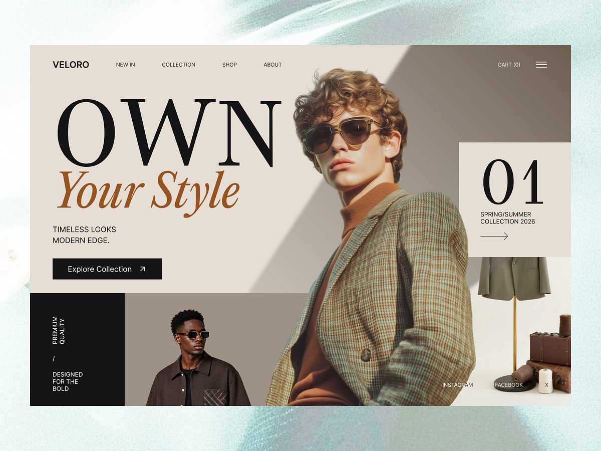 Luxury Fashion Editorial Landing Page — E-Commerce Website UI Image 0
