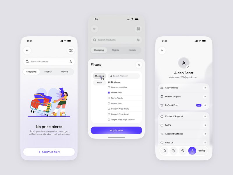 AI Shopping & Price Tracker App UI