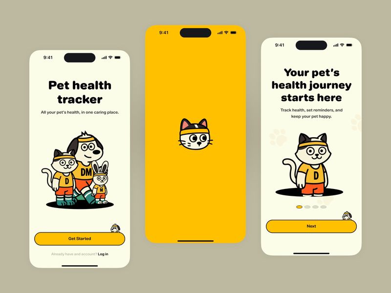 Pet Health Tracker & Care Mobile App Onboarding UI