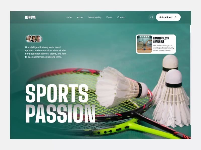 Runova - Sports Center Landing Page Design