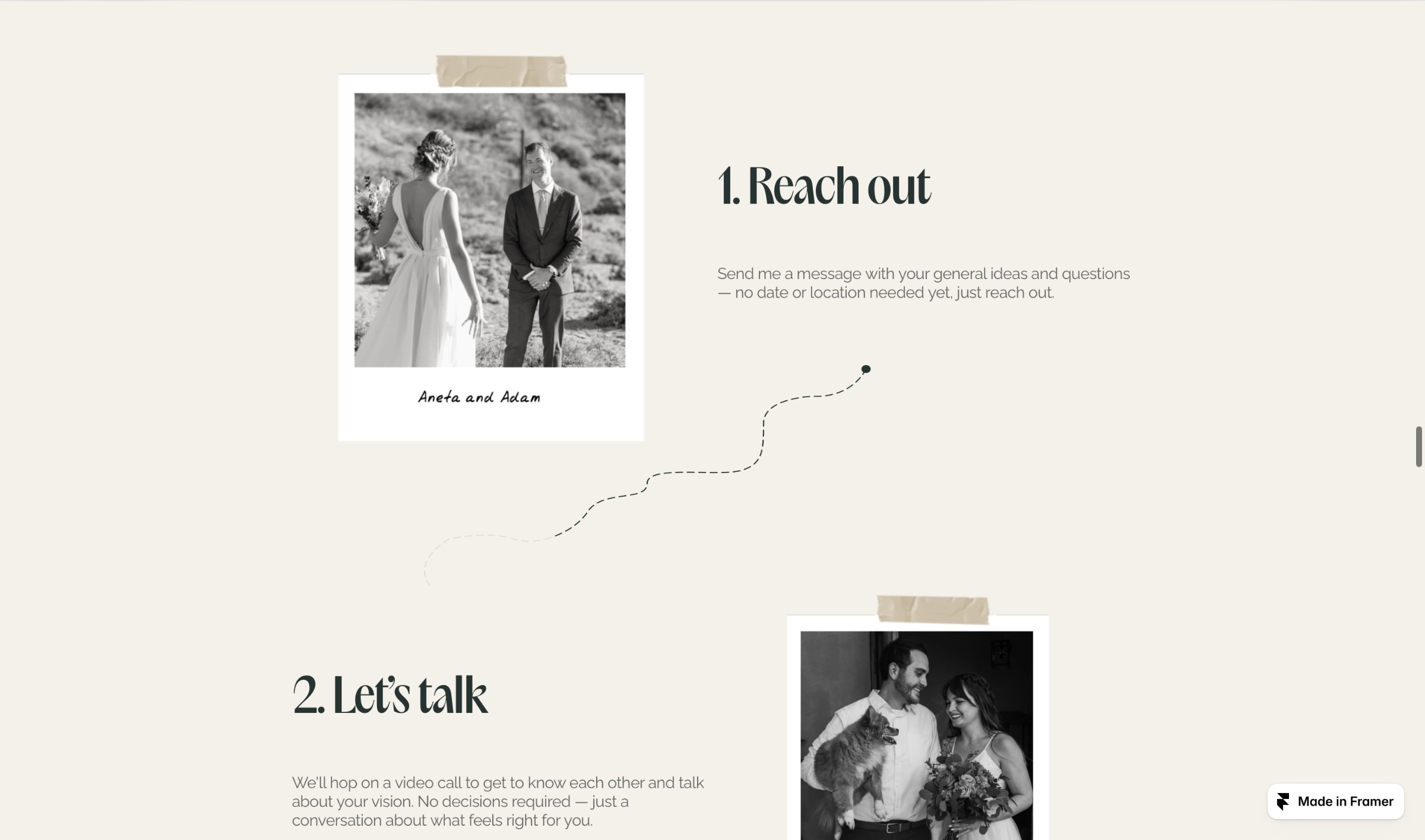 Framer Web Design for Elopement in Mexico Image 1