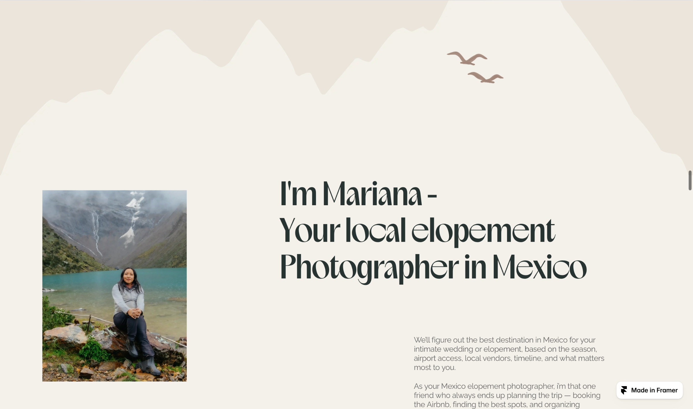 Framer Web Design for Elopement in Mexico Image 2