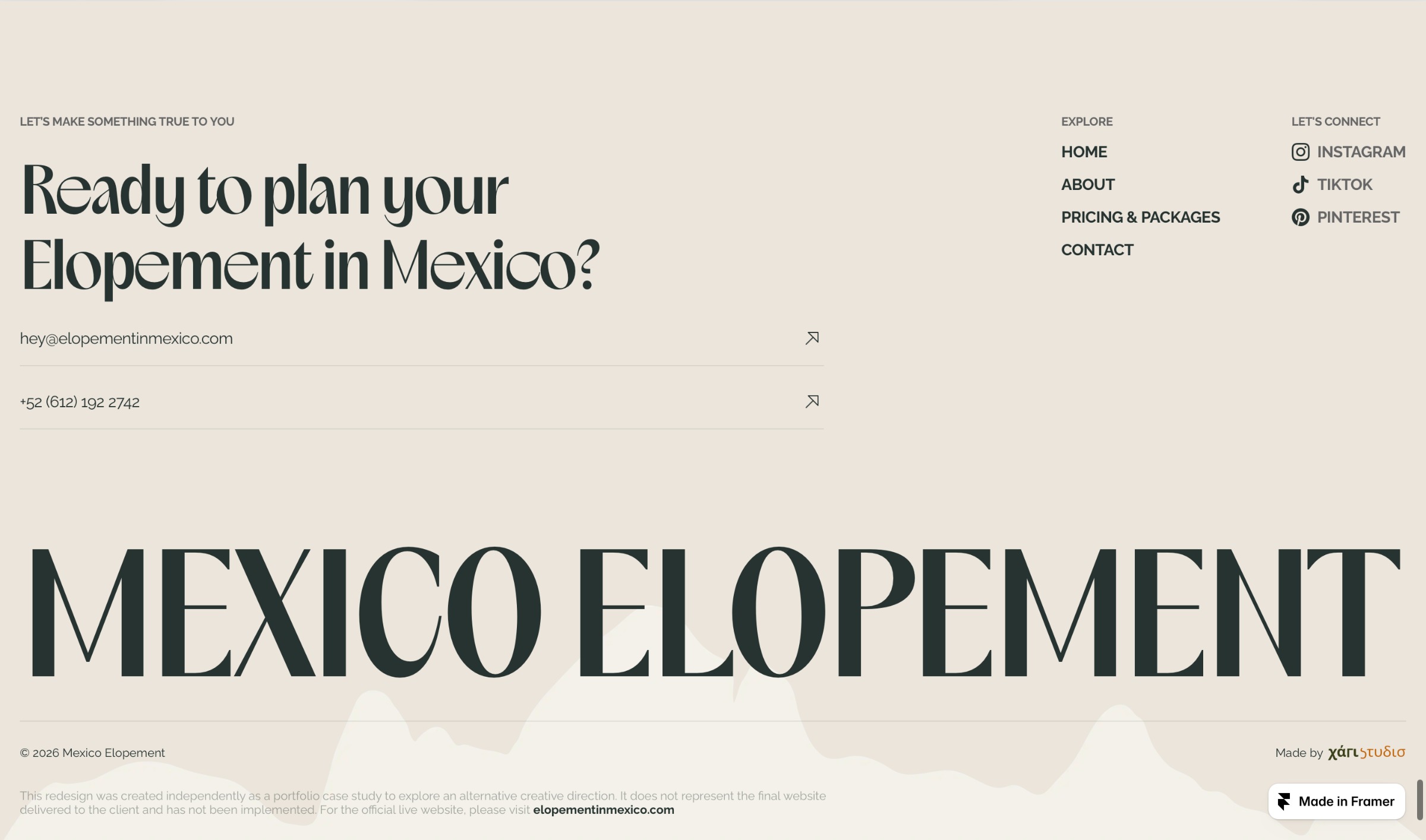 Framer Web Design for Elopement in Mexico Image 3