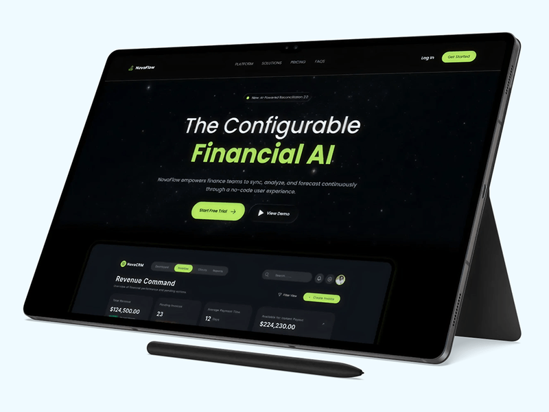 NovaFlow — Financial AI Platform landing page uiux