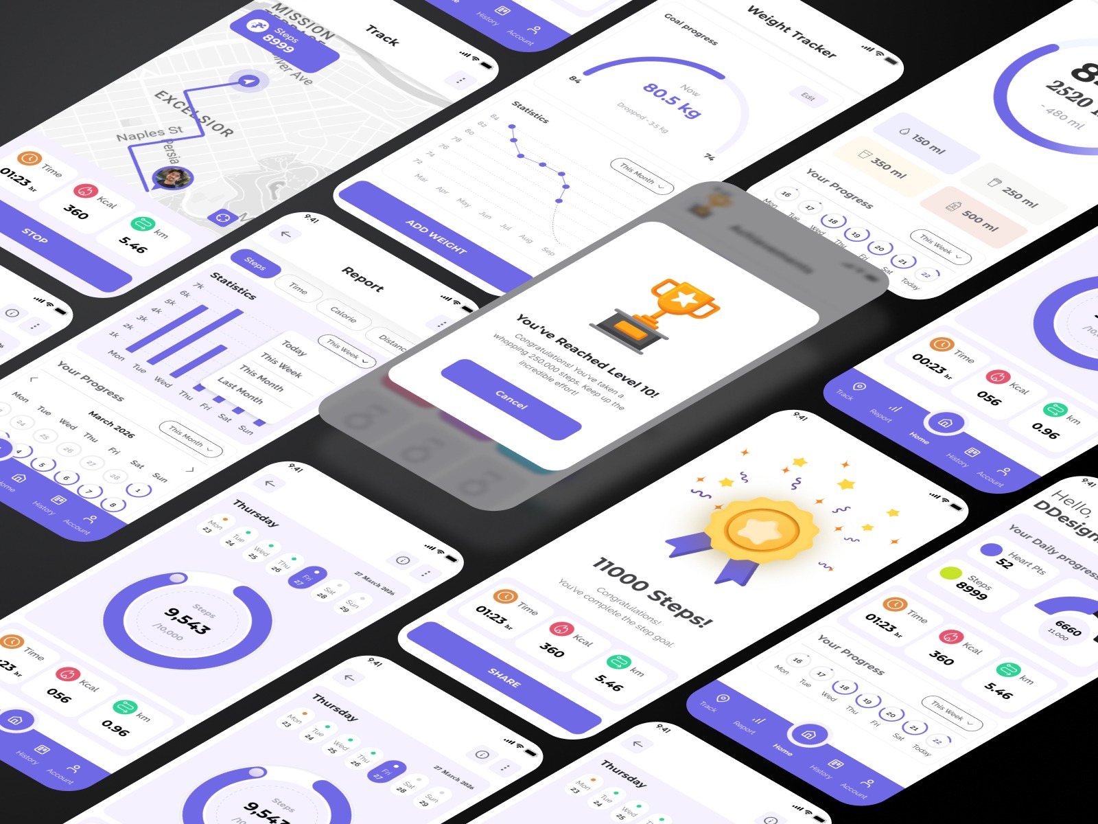 Fitness Tracker App UI Kit – Step Counter, Health Dashboard Image 0