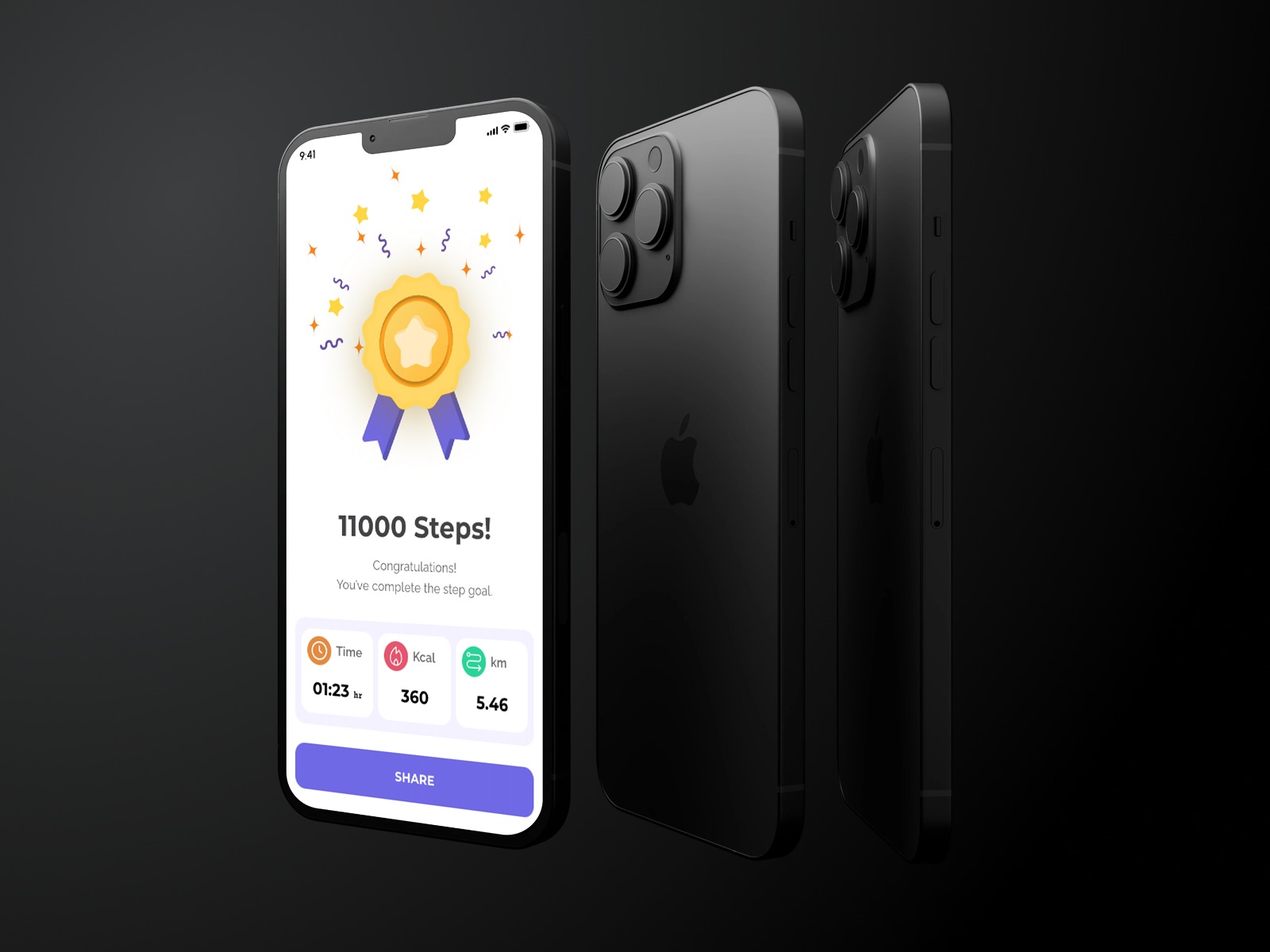 Fitness Tracker App UI Kit – Step Counter, Health Dashboard Image 1