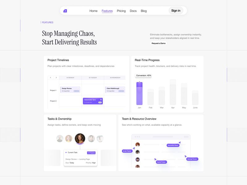 Deliver Results | Purple Accent SaaS Features Landing Page 🎯