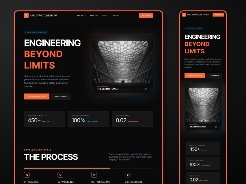 Apex Structure Group — Modern Construction Landing Page Design