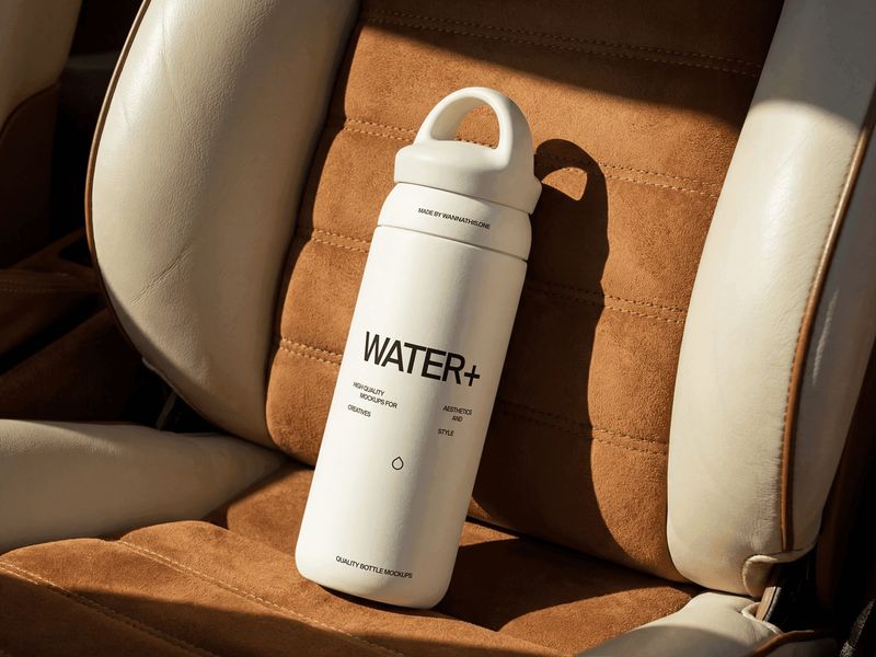 Travel Bottle Mockup on Car Seat