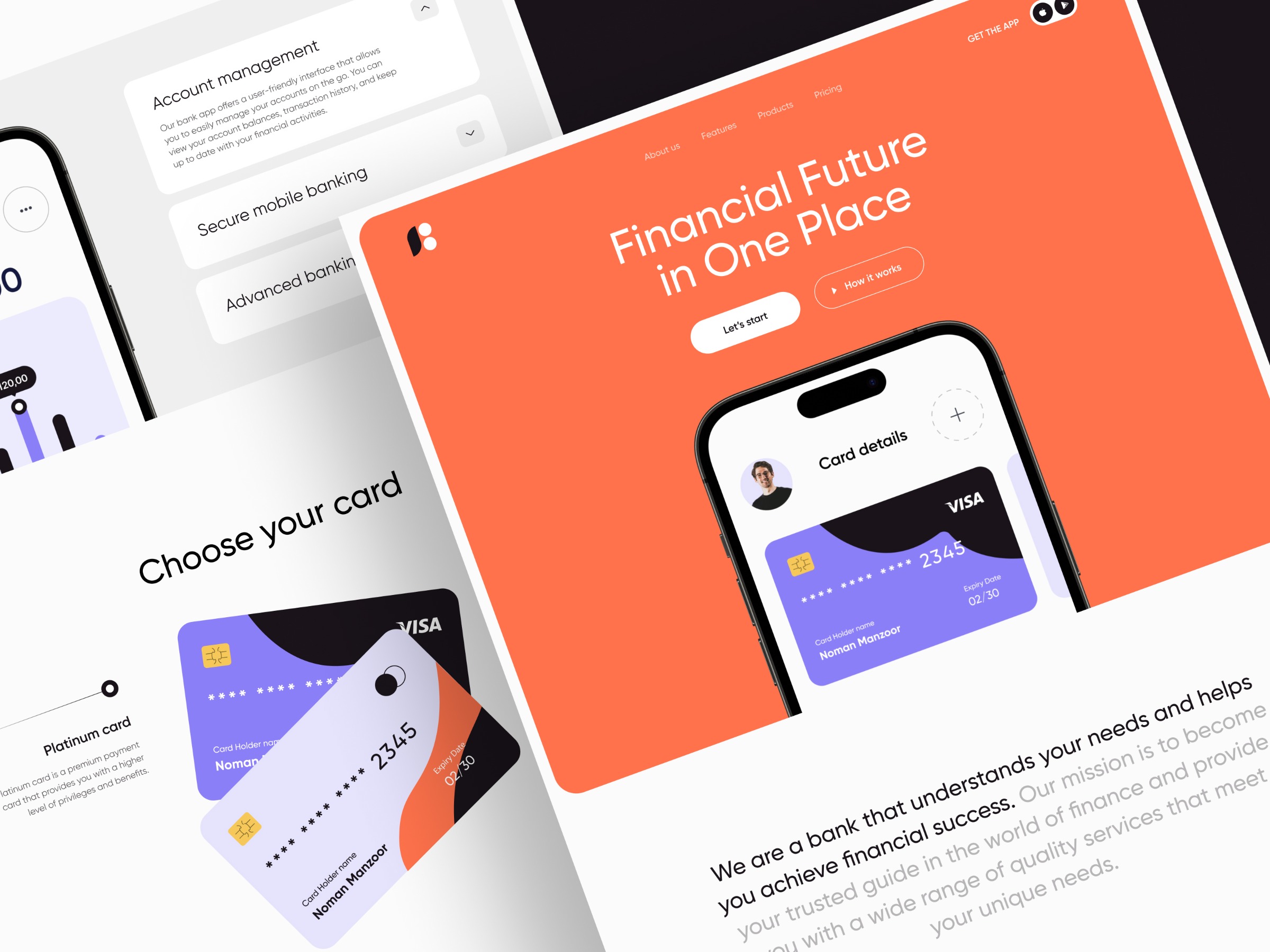 Branding and landing page concept for an online banking platform