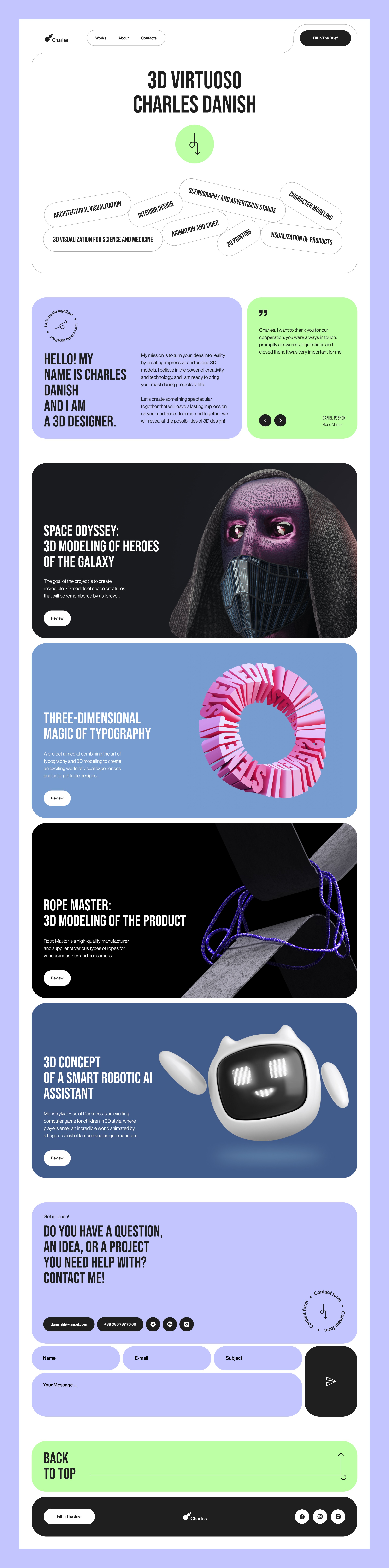 A Bold Portfolio Landing Page for a 3D Artist Image 0