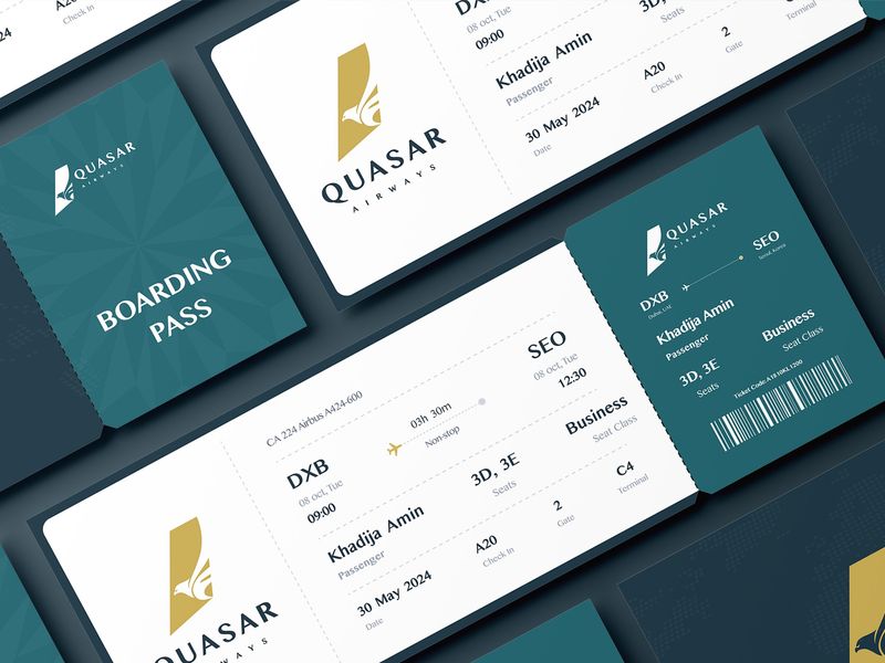 QUASAR Airways© | Luxury Branding & UI UX