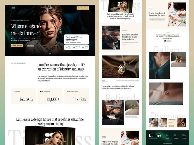 Jewelry Brand Landing Page – Lumière Website Design