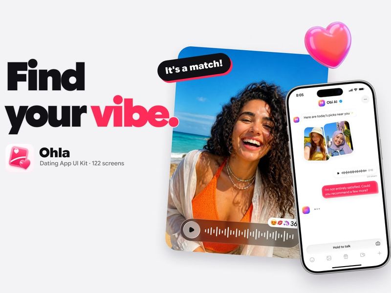 Ohla: Voice-first Dating & Social App UI Kit - Mobile design asset by UI8