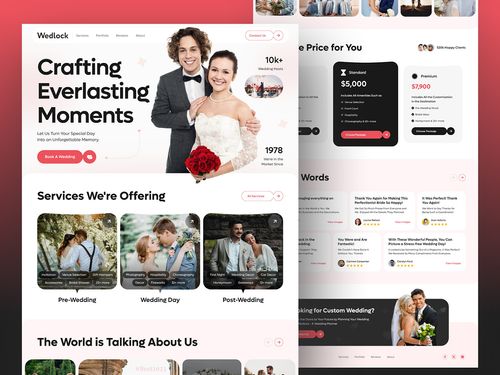 Wedlock Landing Page - Wedding Planner Website Design on Behance